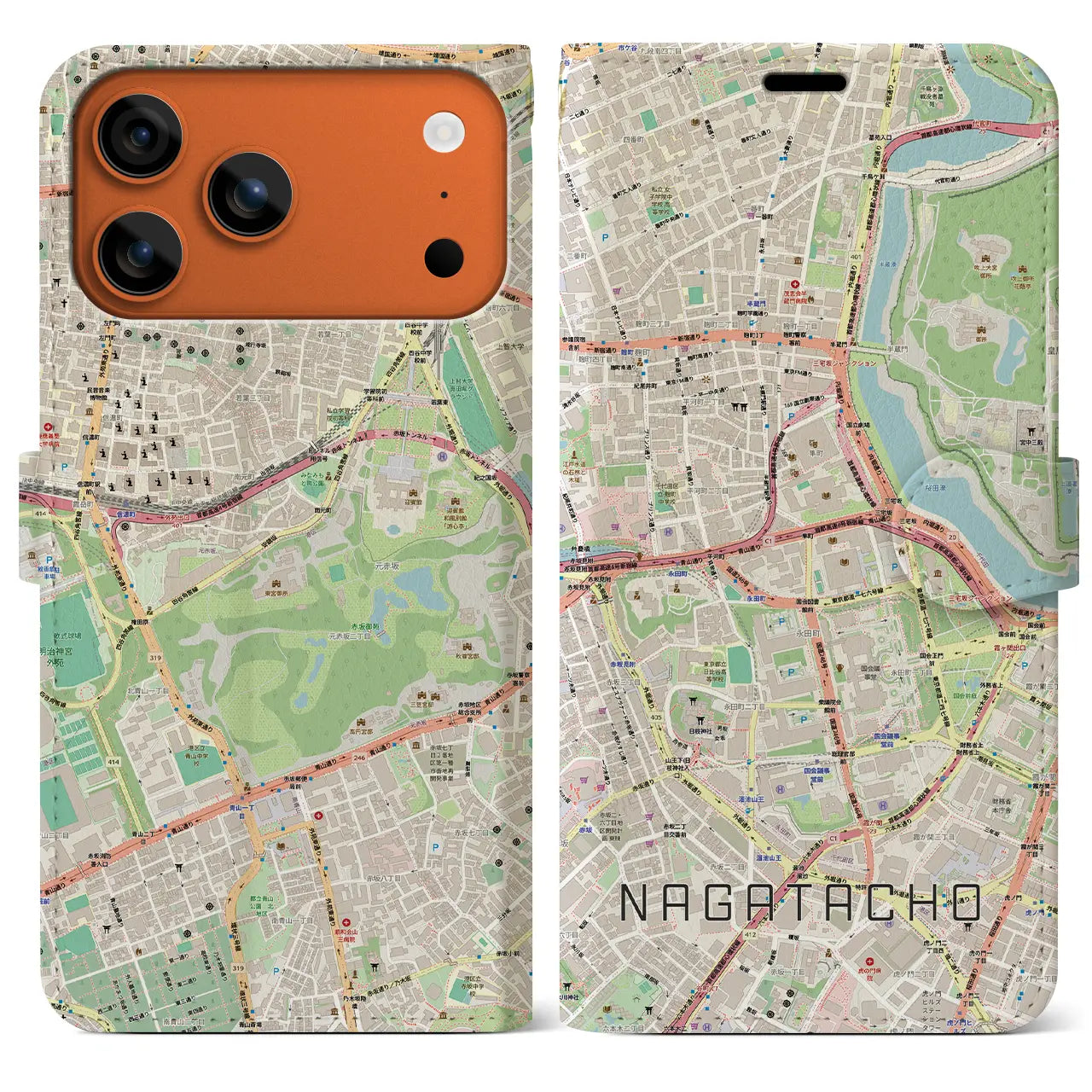 【永田町(東京都)】地図柄iPhoneケース(手帳タイプ)