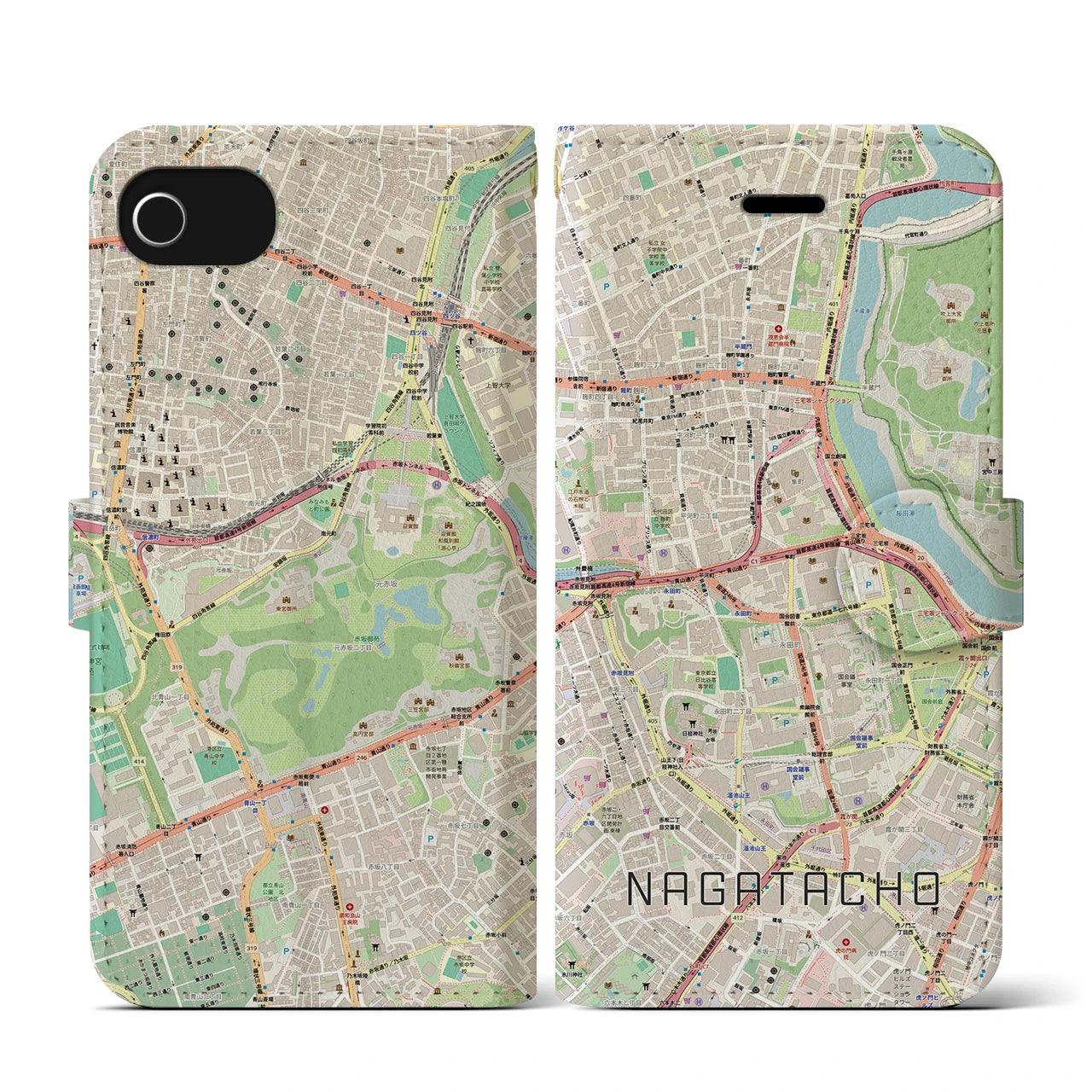 【永田町(東京都)】地図柄iPhoneケース(手帳タイプ)