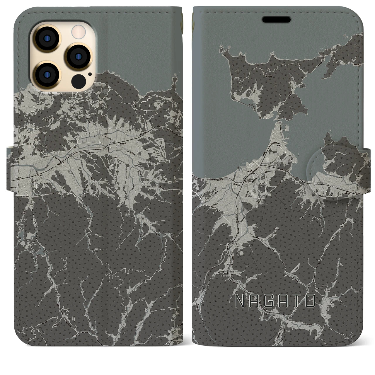 【長門(山口県)】地図柄iPhoneケース(手帳タイプ)