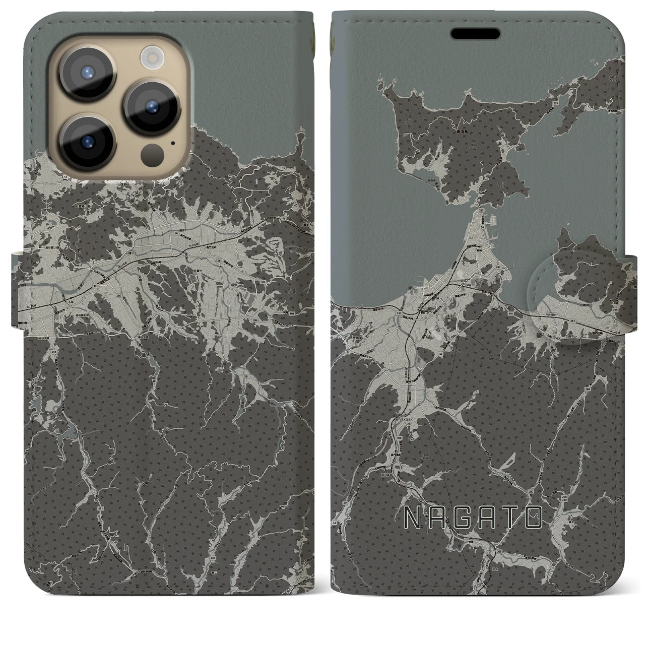 【長門(山口県)】地図柄iPhoneケース(手帳タイプ)