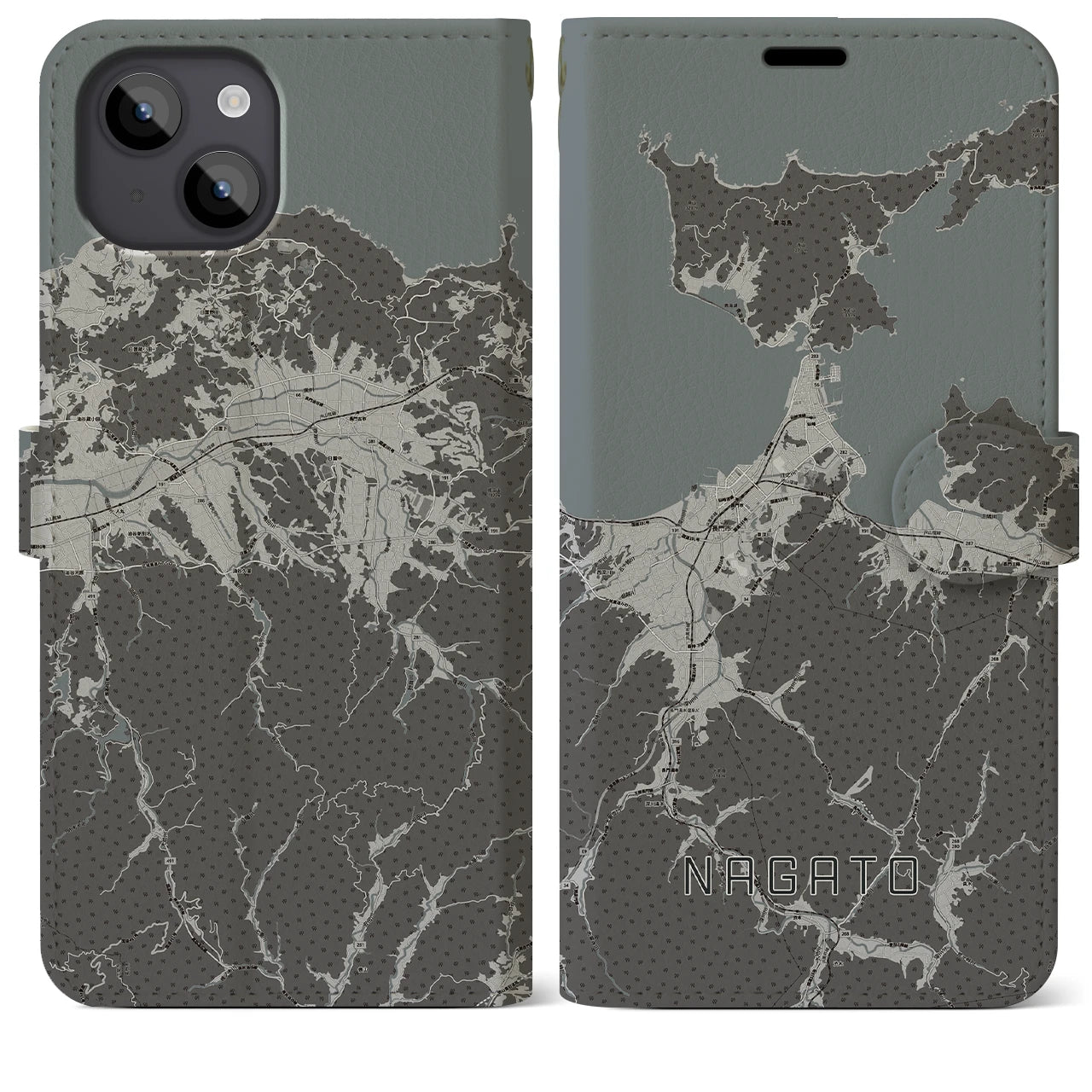 【長門(山口県)】地図柄iPhoneケース(手帳タイプ)