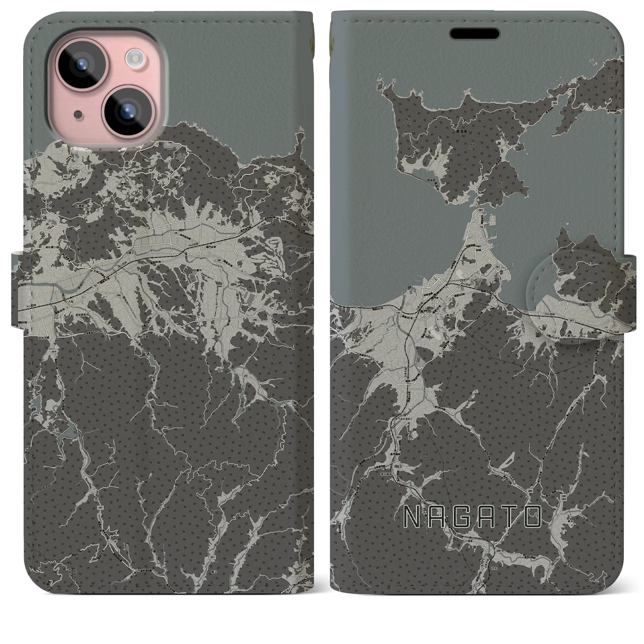 【長門(山口県)】地図柄iPhoneケース(手帳タイプ)