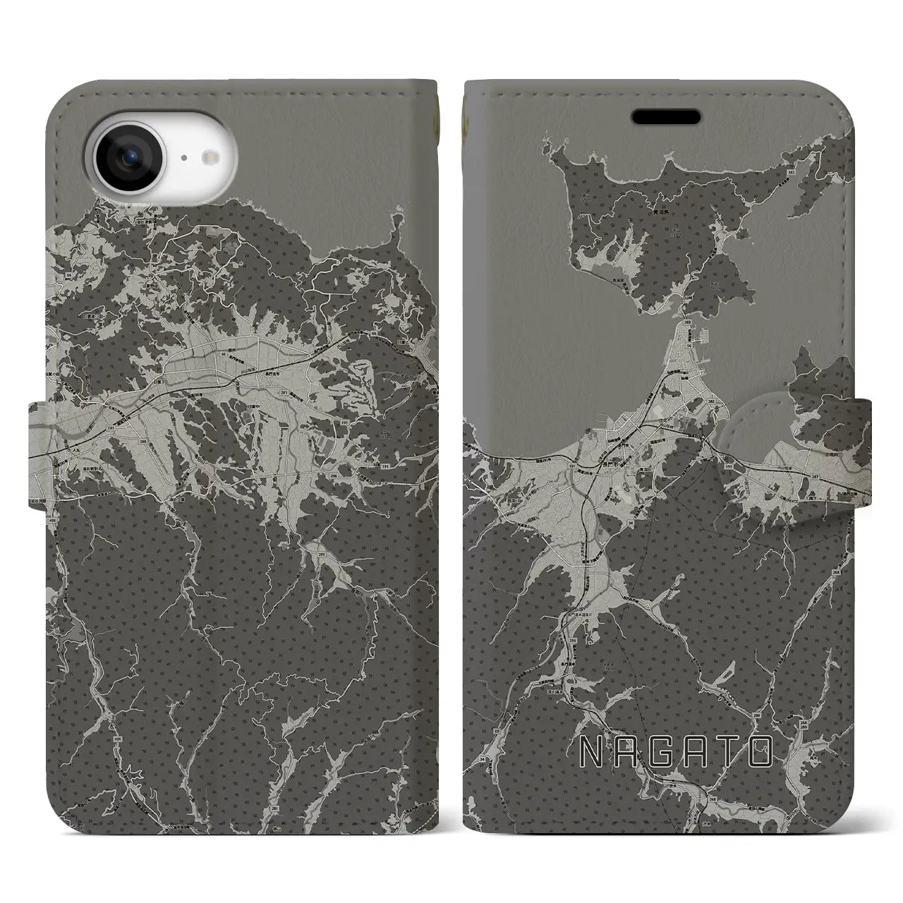 【長門(山口県)】地図柄iPhoneケース(手帳タイプ)