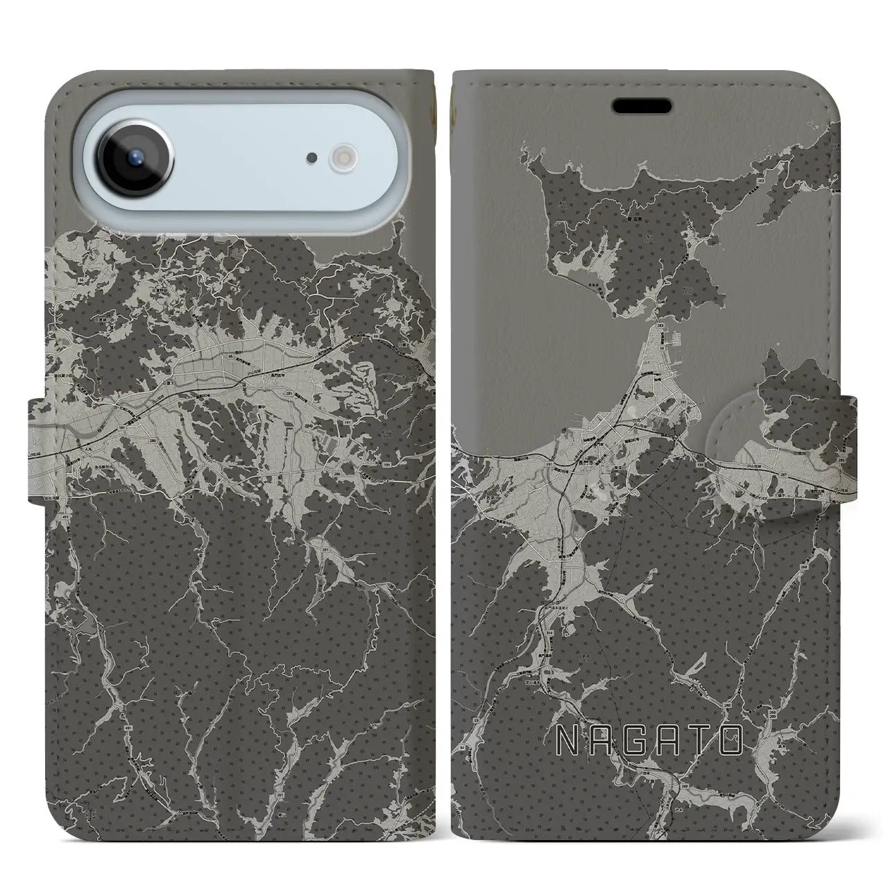 【長門(山口県)】地図柄iPhoneケース(手帳タイプ)