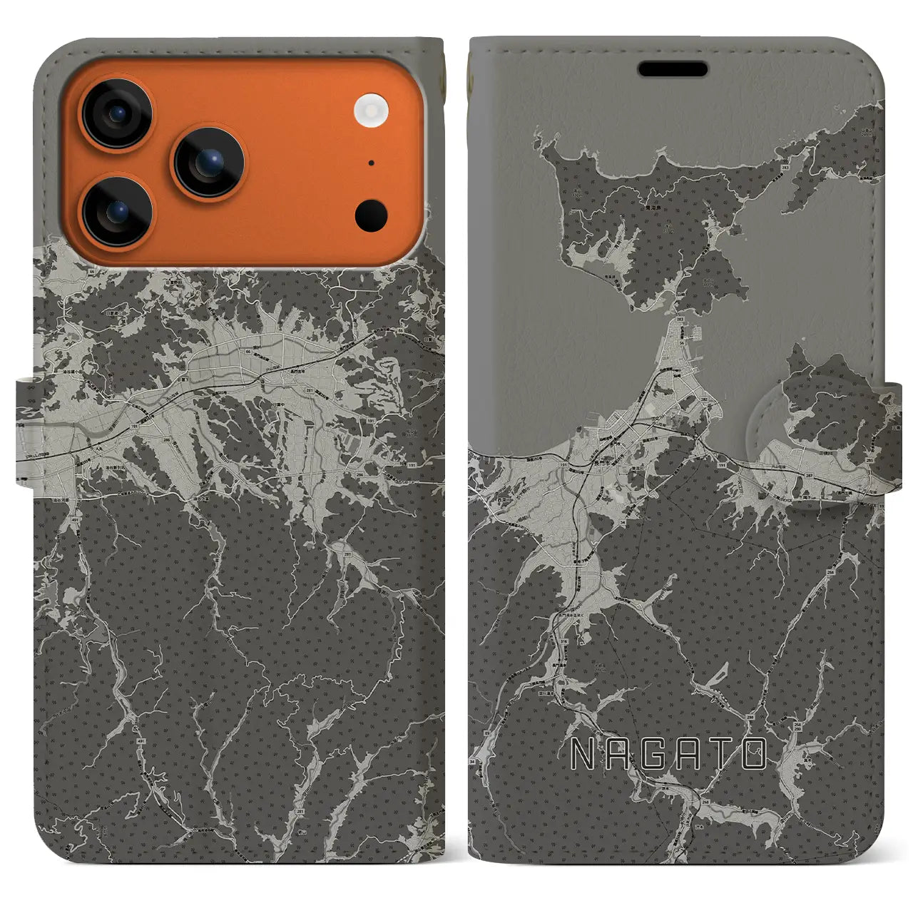 【長門(山口県)】地図柄iPhoneケース(手帳タイプ)