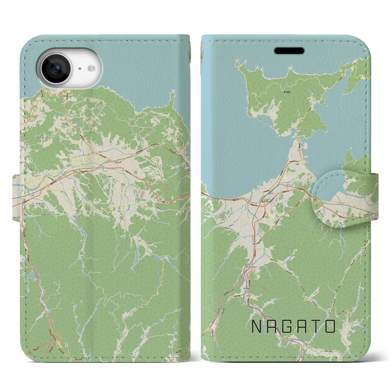 【長門(山口県)】地図柄iPhoneケース(手帳タイプ)