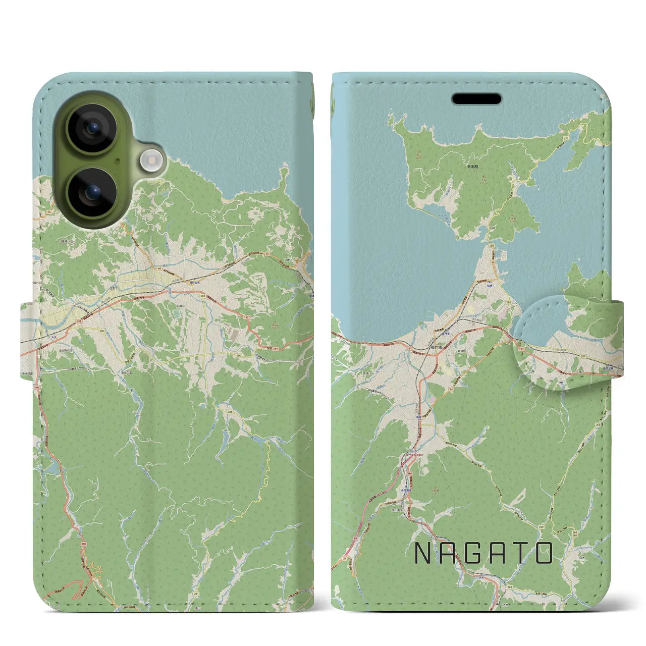【長門(山口県)】地図柄iPhoneケース(手帳タイプ)