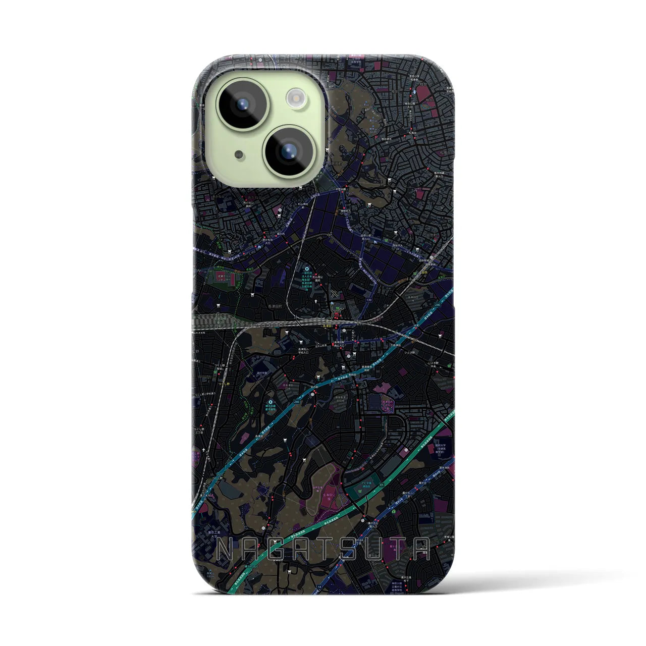 【長津田(神奈川県)】地図柄iPhoneケース(バックカバータイプ)