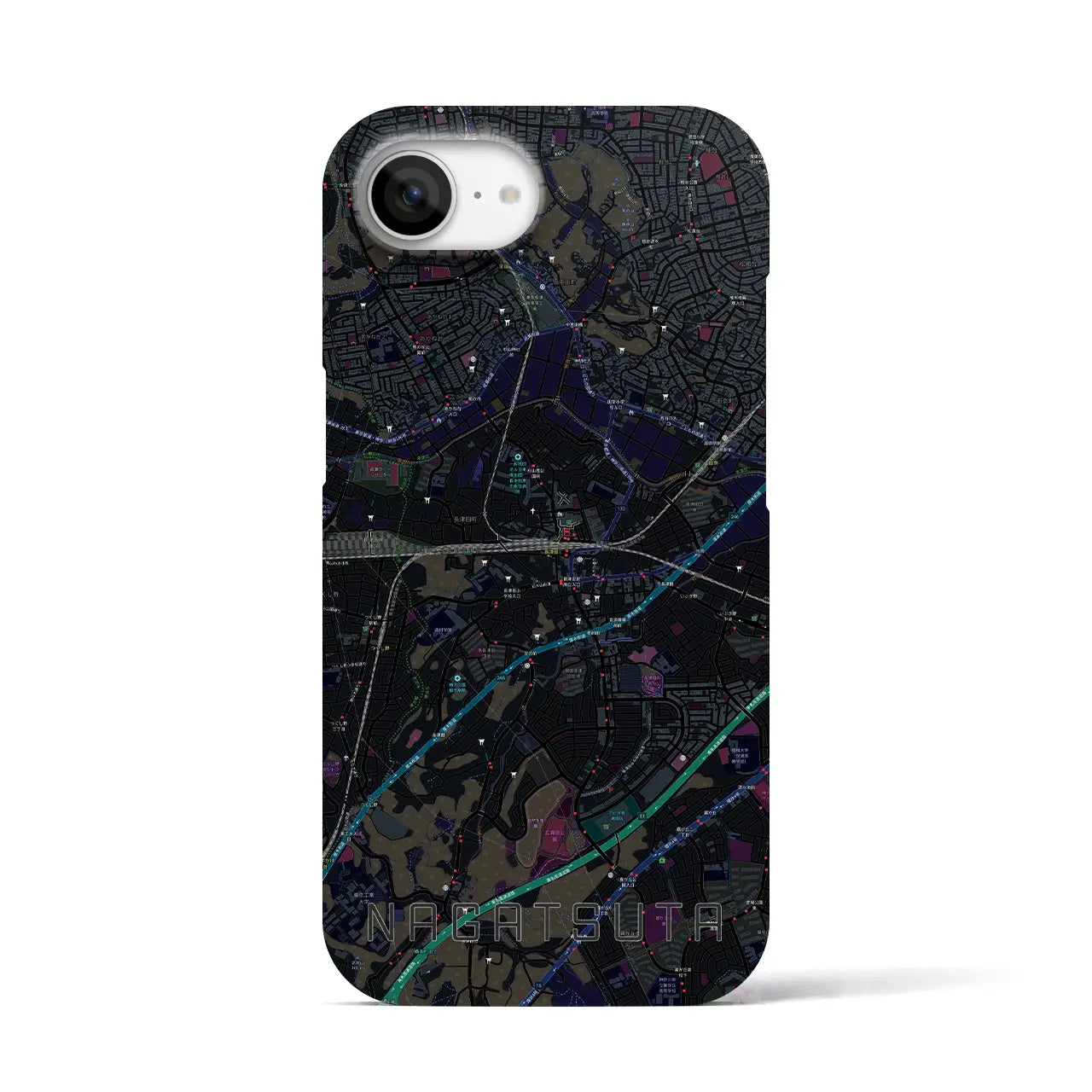 【長津田(神奈川県)】地図柄iPhoneケース(バックカバータイプ)