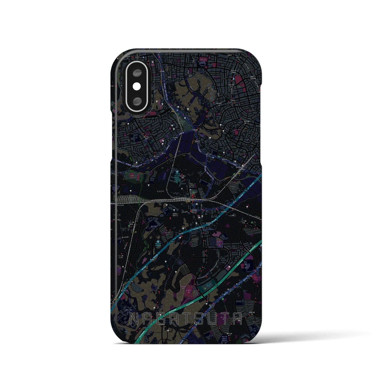 【長津田(神奈川県)】地図柄iPhoneケース(バックカバータイプ)