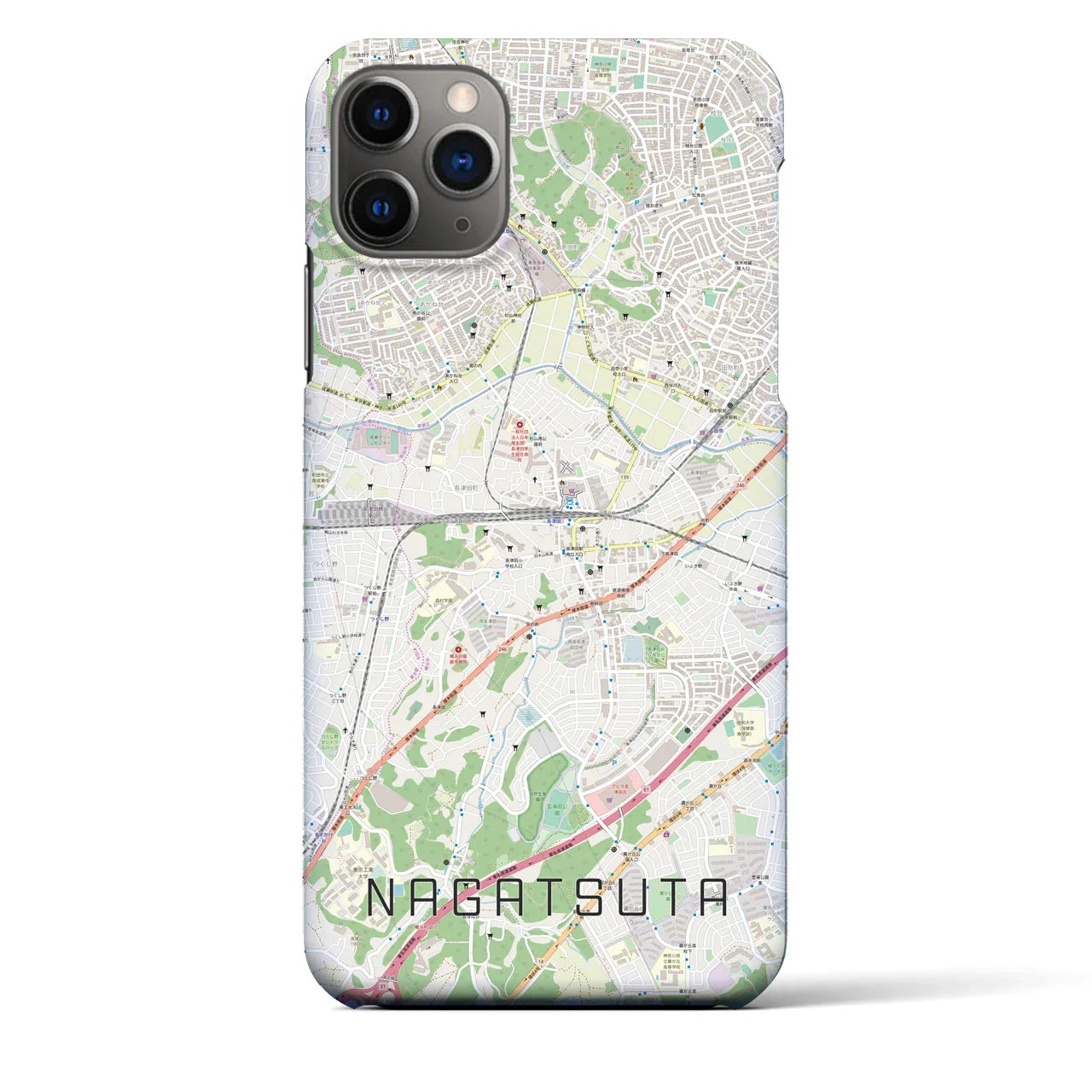 【長津田(神奈川県)】地図柄iPhoneケース(バックカバータイプ)