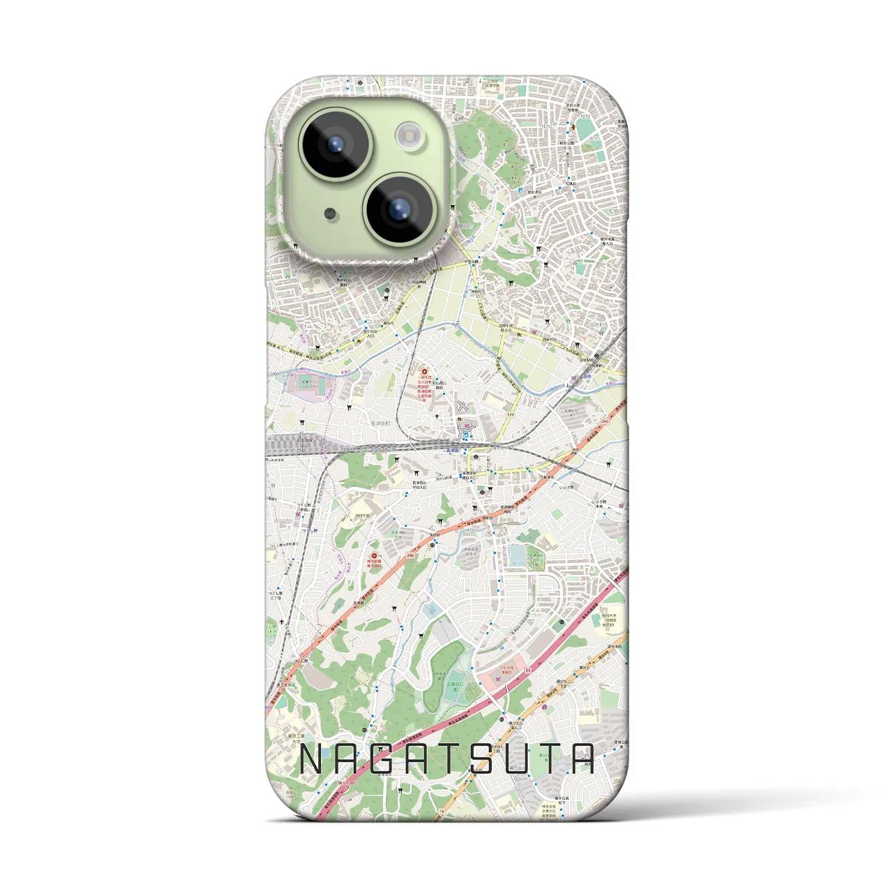 【長津田(神奈川県)】地図柄iPhoneケース(バックカバータイプ)