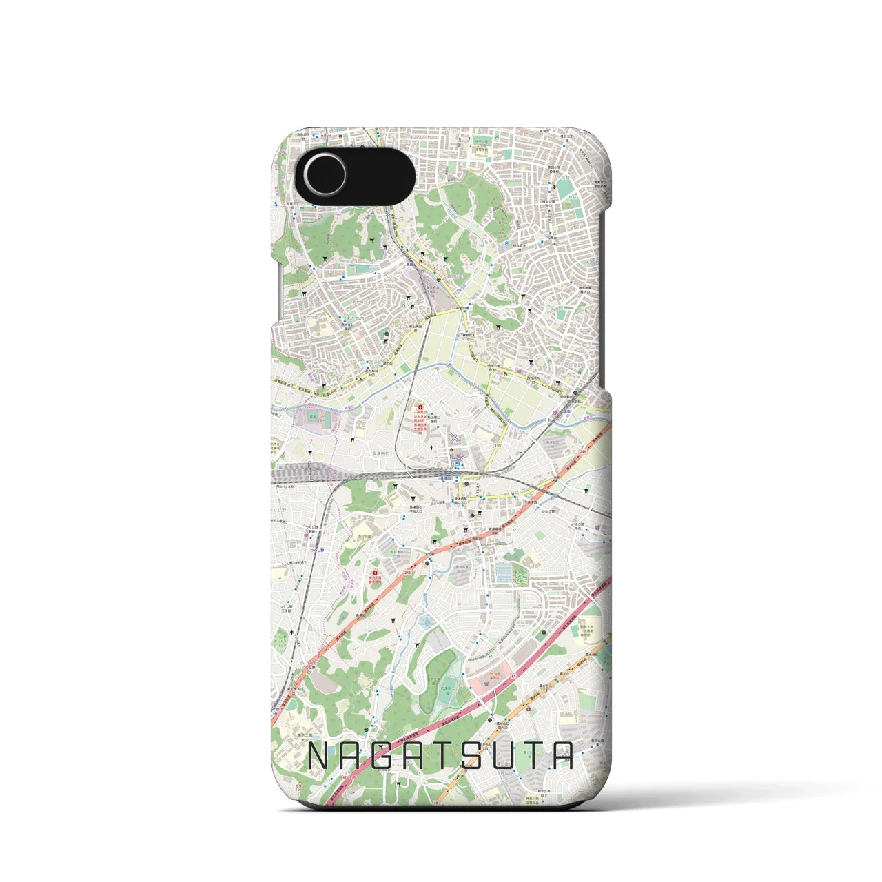 【長津田(神奈川県)】地図柄iPhoneケース(バックカバータイプ)