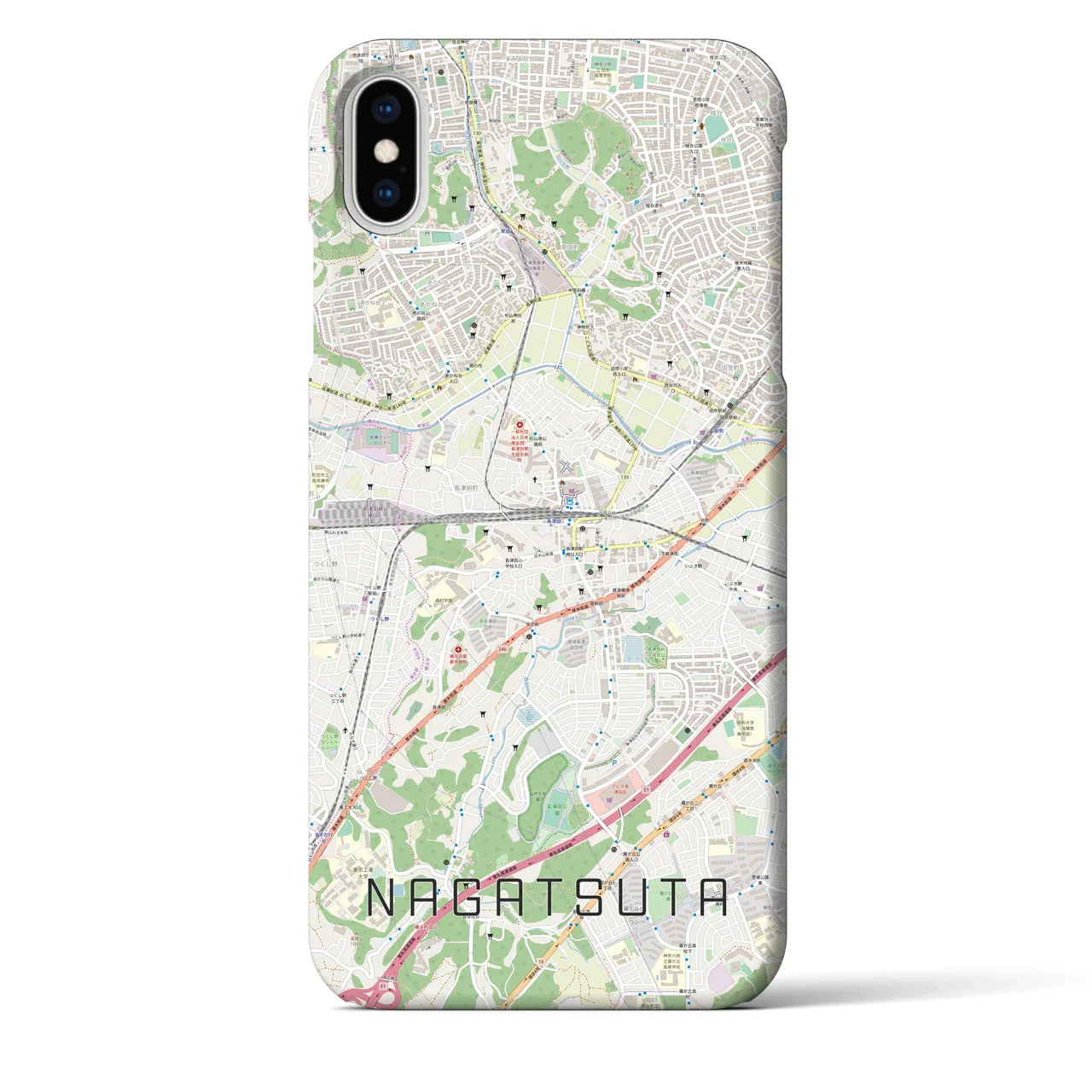 【長津田(神奈川県)】地図柄iPhoneケース(バックカバータイプ)