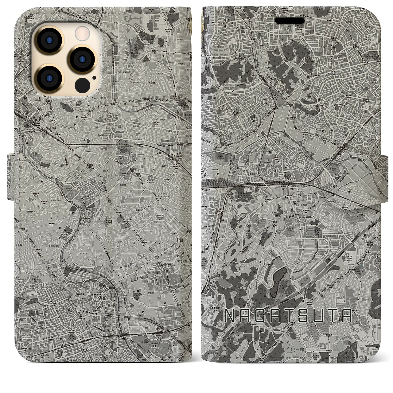 【長津田(神奈川県)】地図柄iPhoneケース(手帳タイプ)