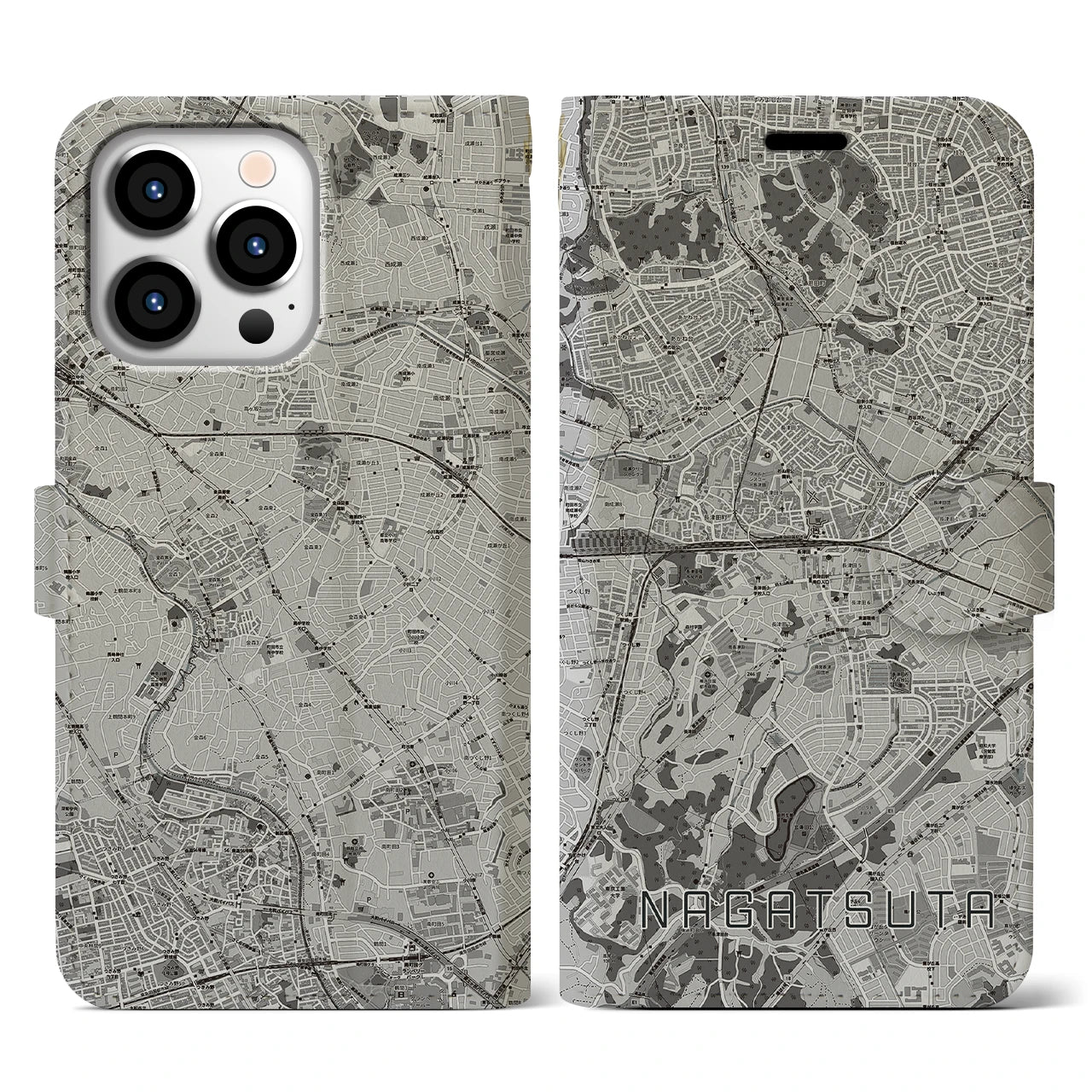 【長津田(神奈川県)】地図柄iPhoneケース(手帳タイプ)