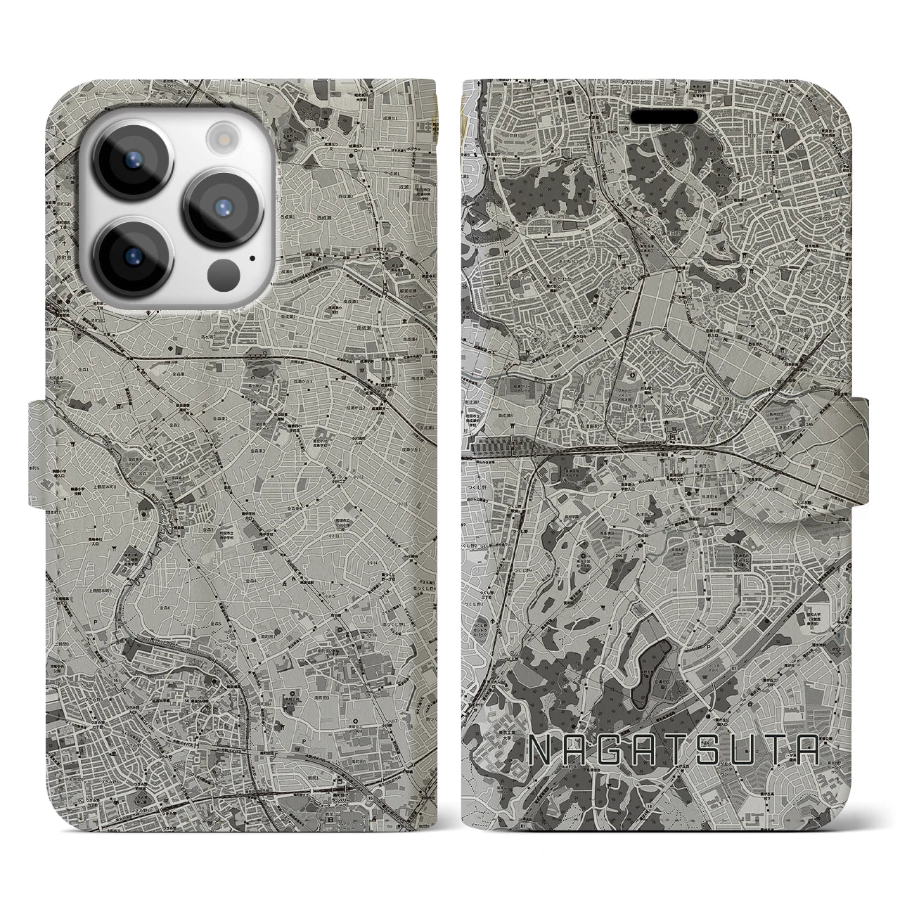 【長津田(神奈川県)】地図柄iPhoneケース(手帳タイプ)