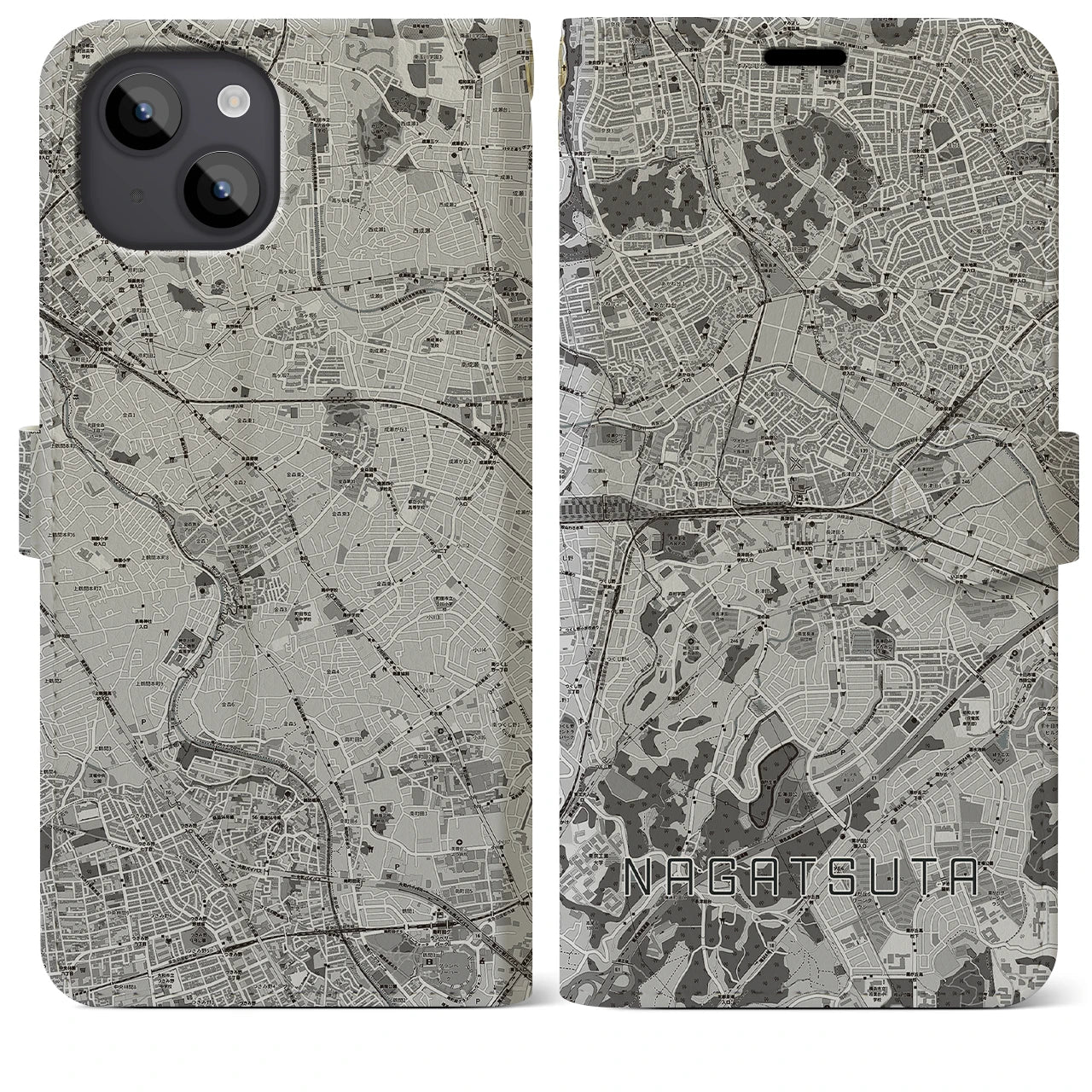 【長津田(神奈川県)】地図柄iPhoneケース(手帳タイプ)