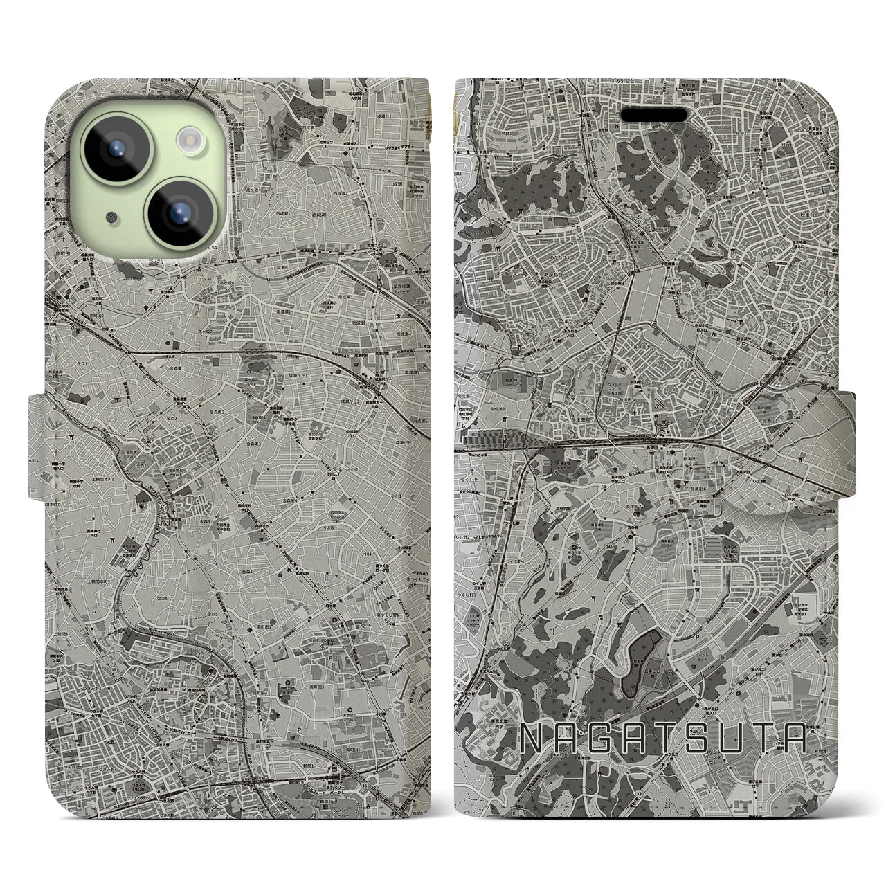 【長津田(神奈川県)】地図柄iPhoneケース(手帳タイプ)