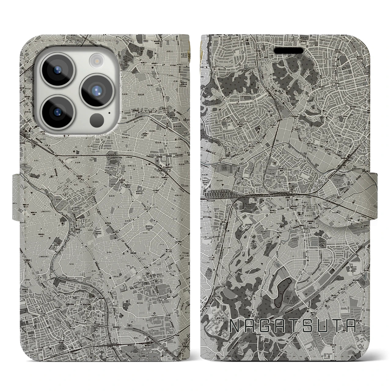 【長津田(神奈川県)】地図柄iPhoneケース(手帳タイプ)