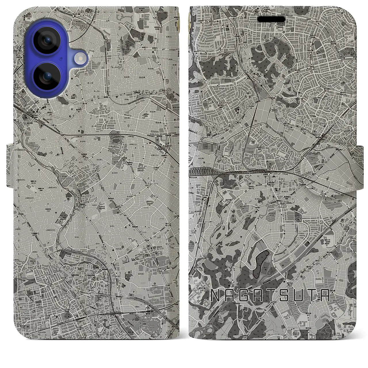 【長津田(神奈川県)】地図柄iPhoneケース(手帳タイプ)