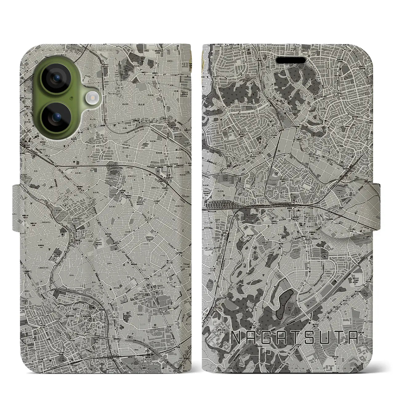 【長津田(神奈川県)】地図柄iPhoneケース(手帳タイプ)