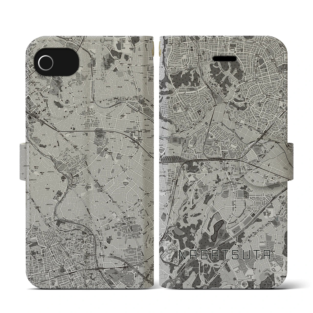 【長津田(神奈川県)】地図柄iPhoneケース(手帳タイプ)