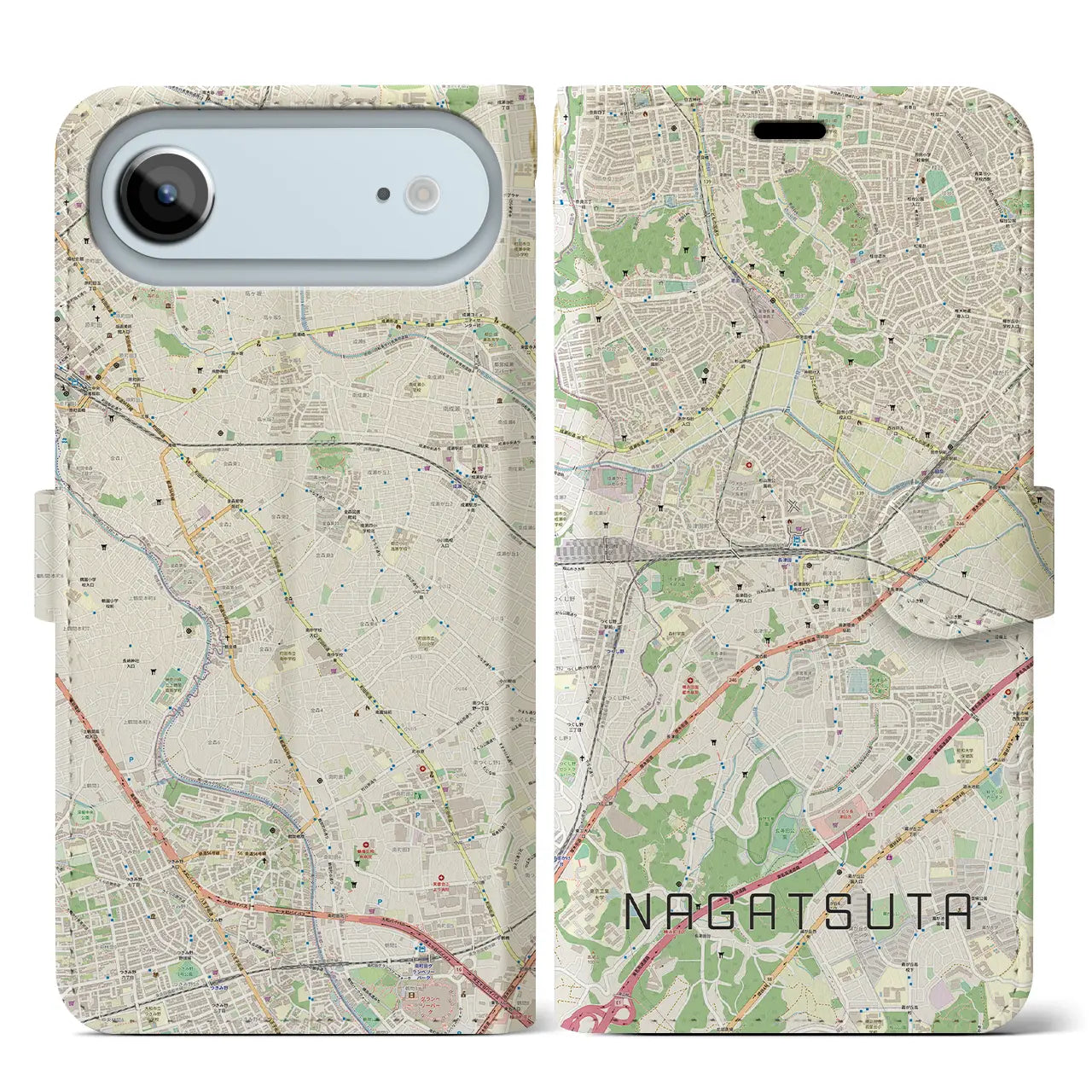 【長津田(神奈川県)】地図柄iPhoneケース(手帳タイプ)