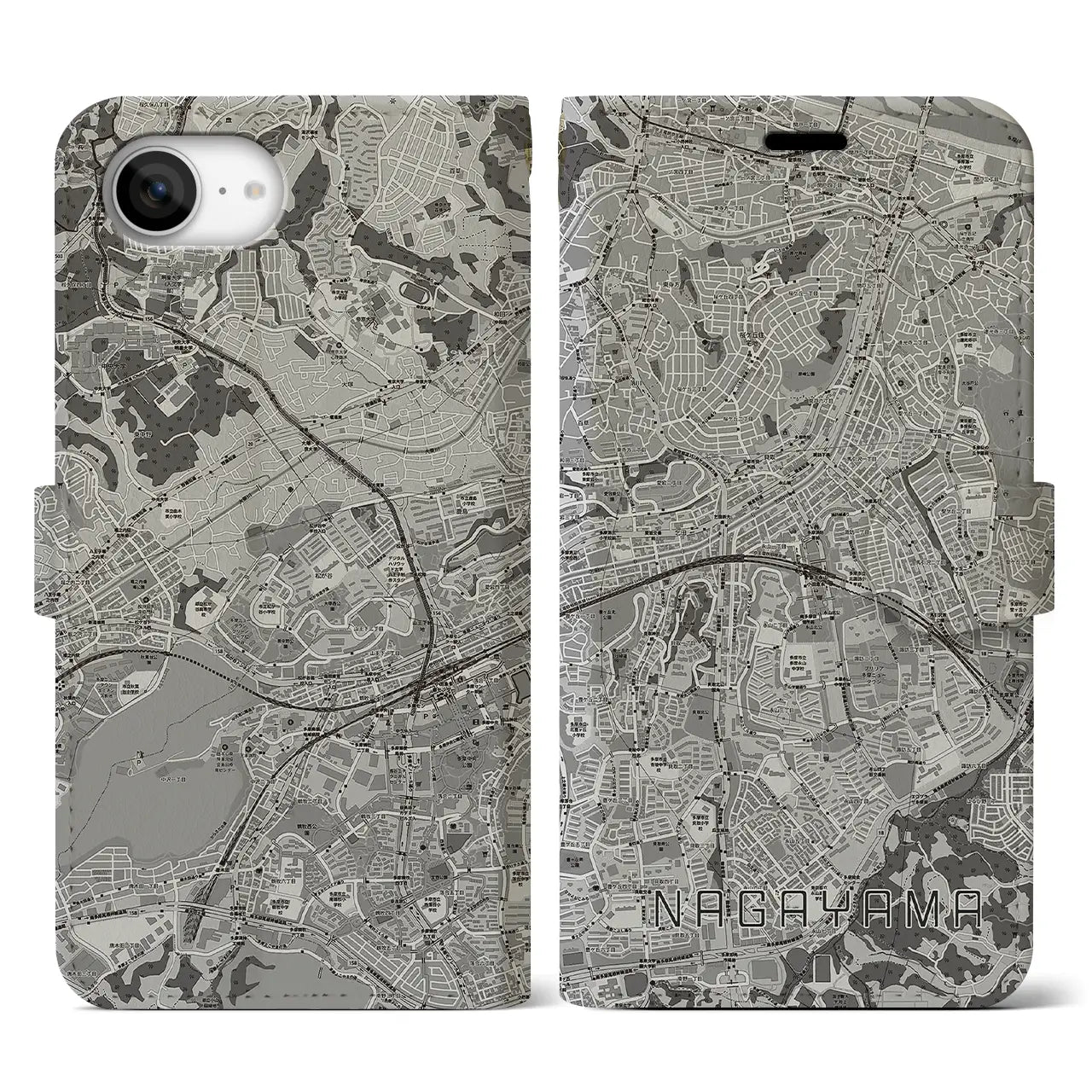 【永山(東京都)】地図柄iPhoneケース(手帳タイプ)