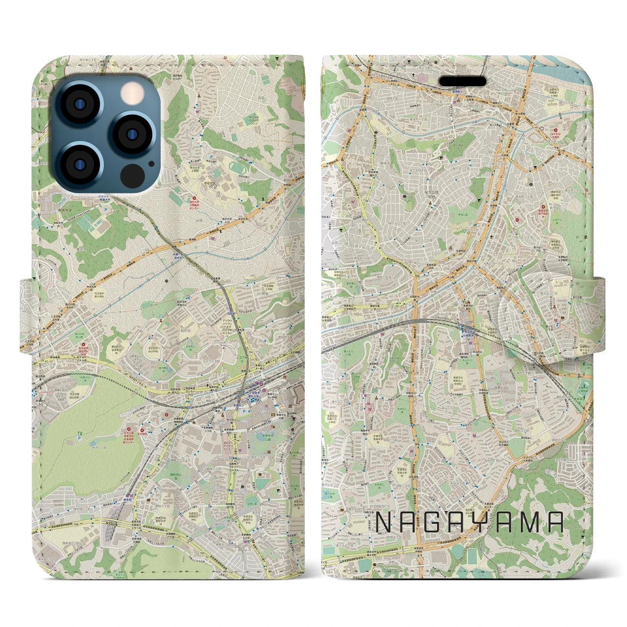 【永山(東京都)】地図柄iPhoneケース(手帳タイプ)