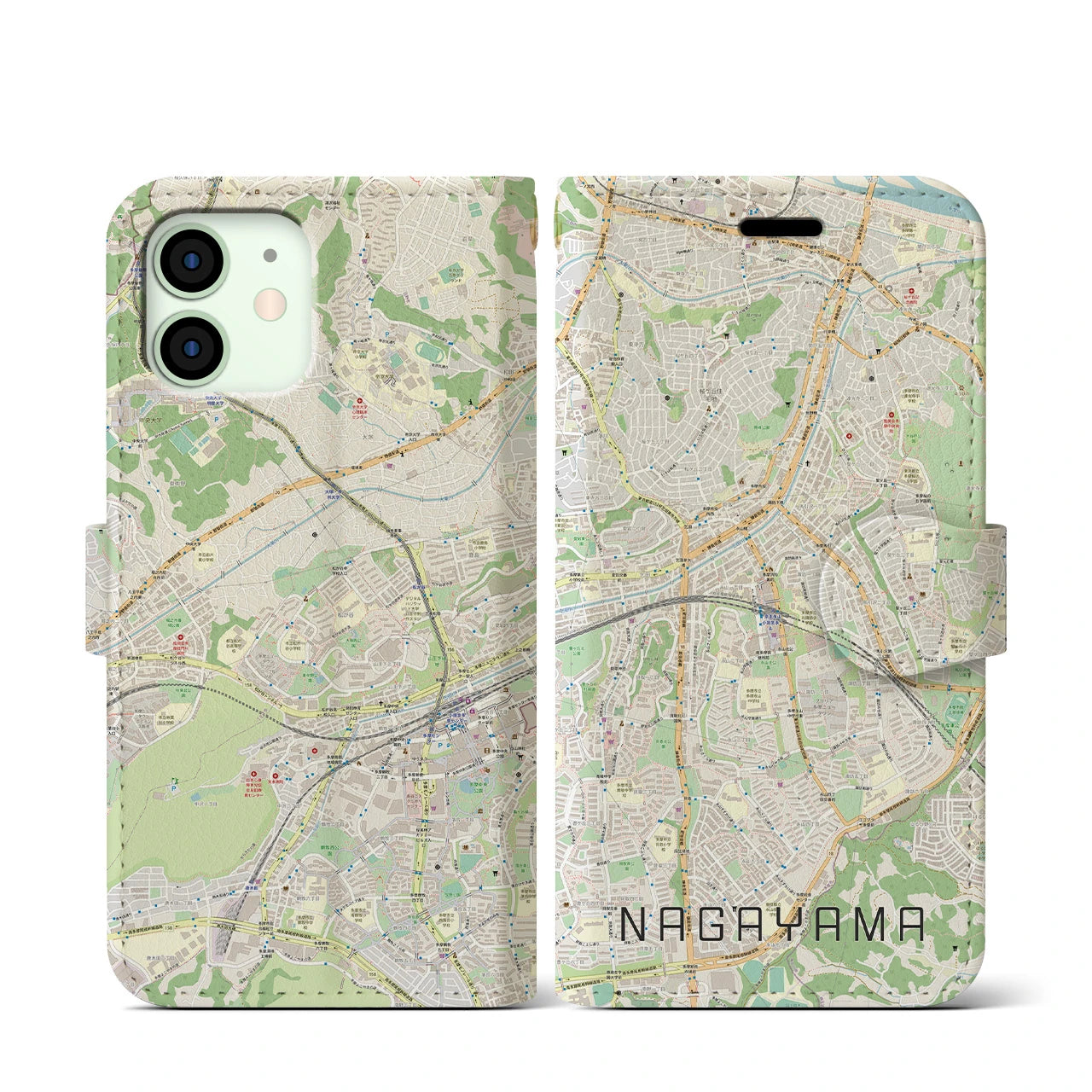 【永山(東京都)】地図柄iPhoneケース(手帳タイプ)