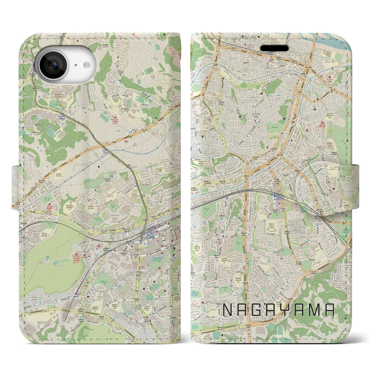 【永山(東京都)】地図柄iPhoneケース(手帳タイプ)