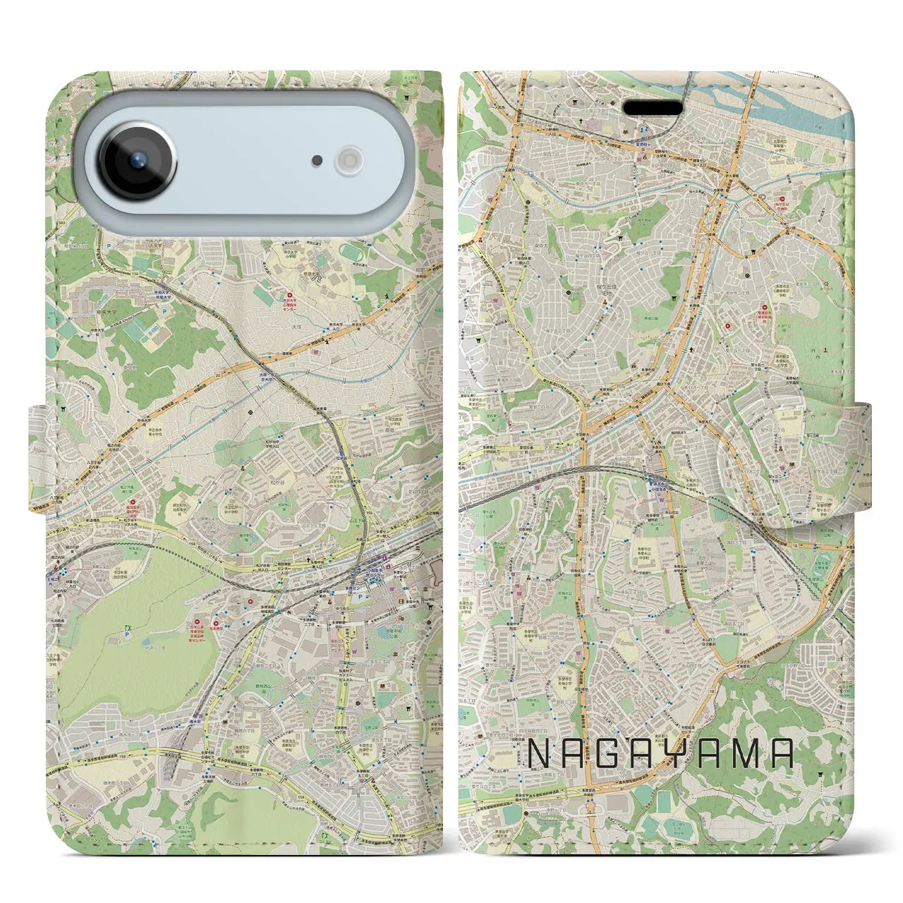 【永山(東京都)】地図柄iPhoneケース(手帳タイプ)