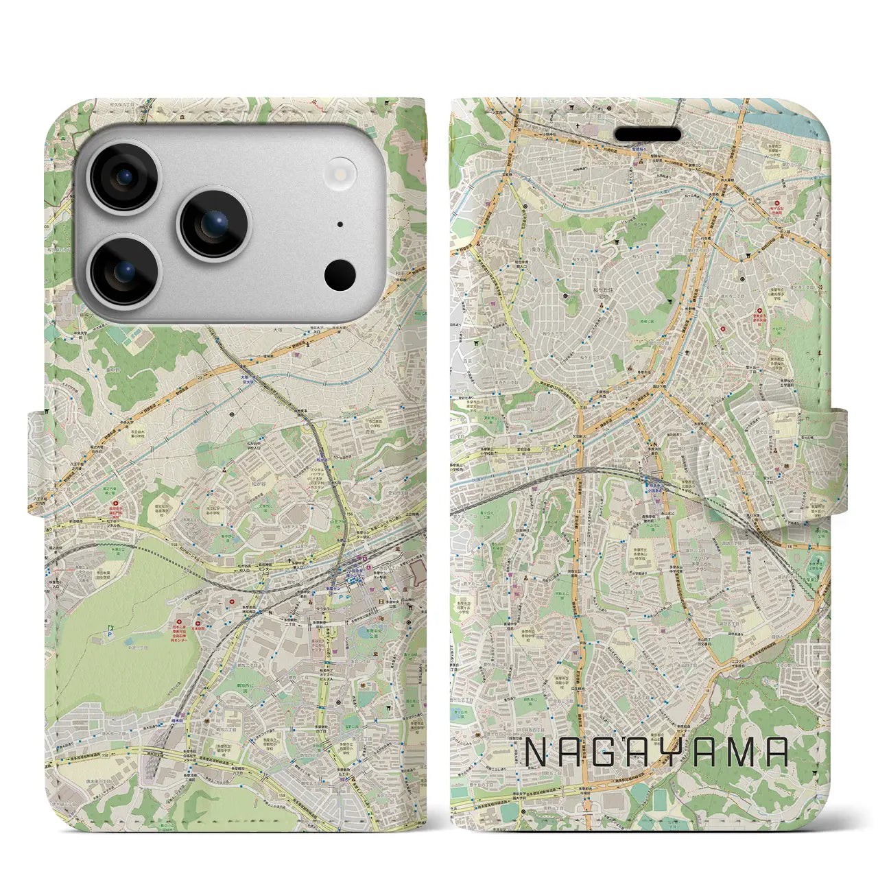 【永山(東京都)】地図柄iPhoneケース(手帳タイプ)