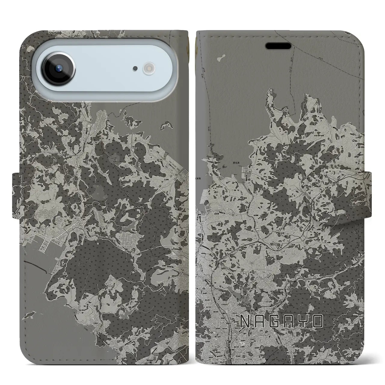 【長与(長崎県)】地図柄iPhoneケース(手帳タイプ)