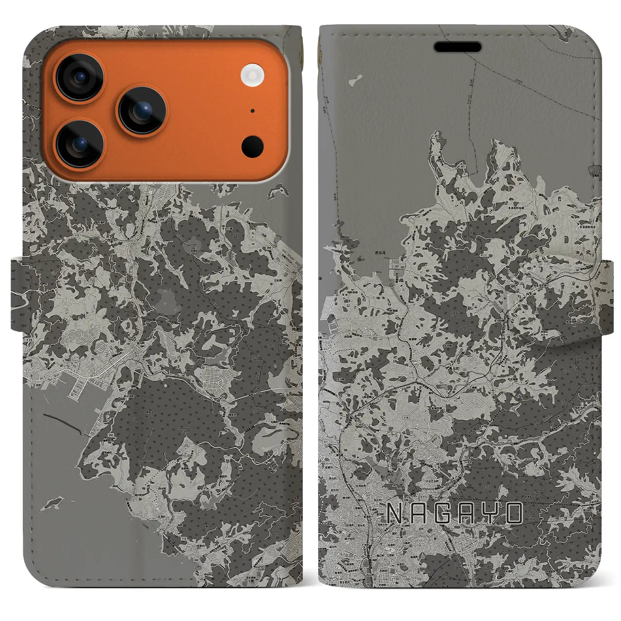 【長与(長崎県)】地図柄iPhoneケース(手帳タイプ)