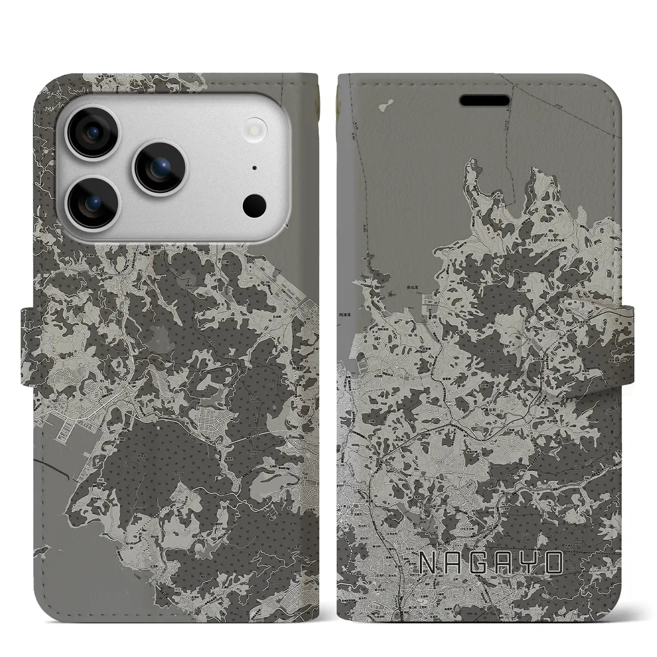 【長与(長崎県)】地図柄iPhoneケース(手帳タイプ)