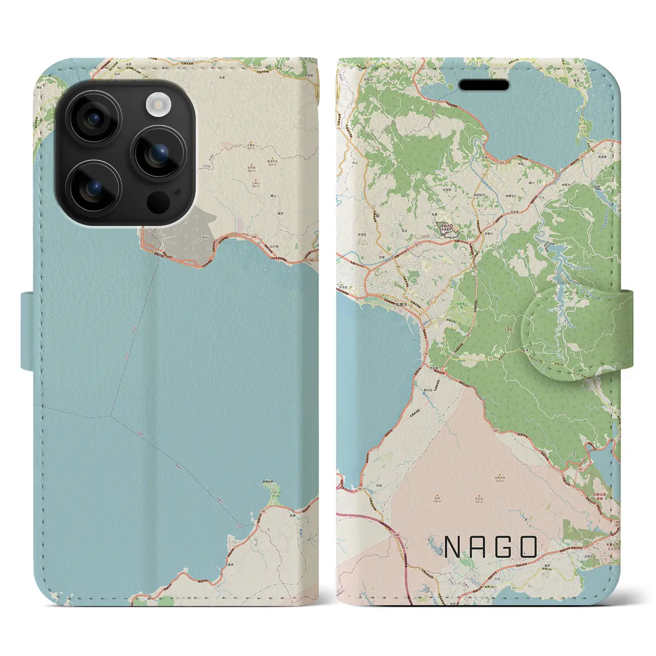 【名護(沖縄県)】地図柄iPhoneケース(手帳タイプ)ナチュラル・iPhone 16 用