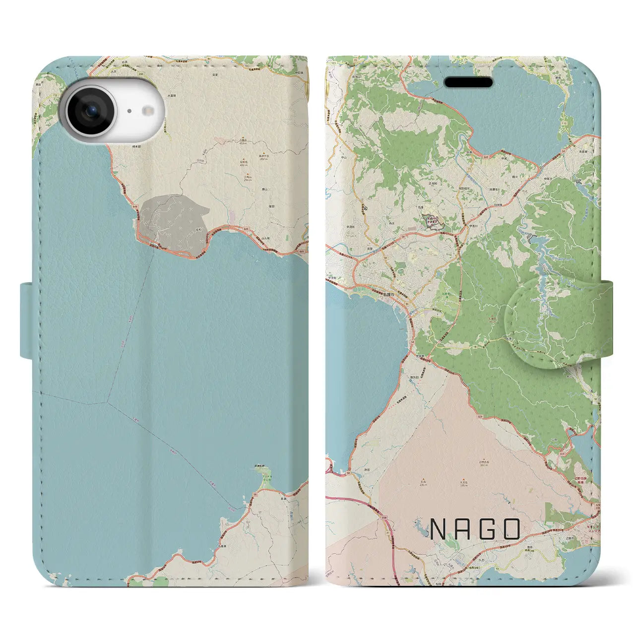 【名護(沖縄県)】地図柄iPhoneケース(手帳タイプ)