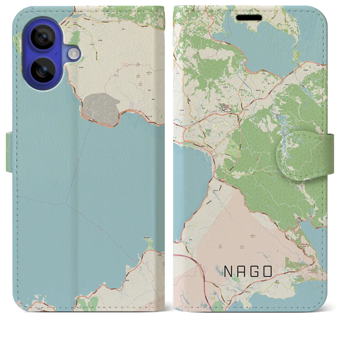 【名護(沖縄県)】地図柄iPhoneケース(手帳タイプ)ナチュラル・iPhone 16 Pro Max 用