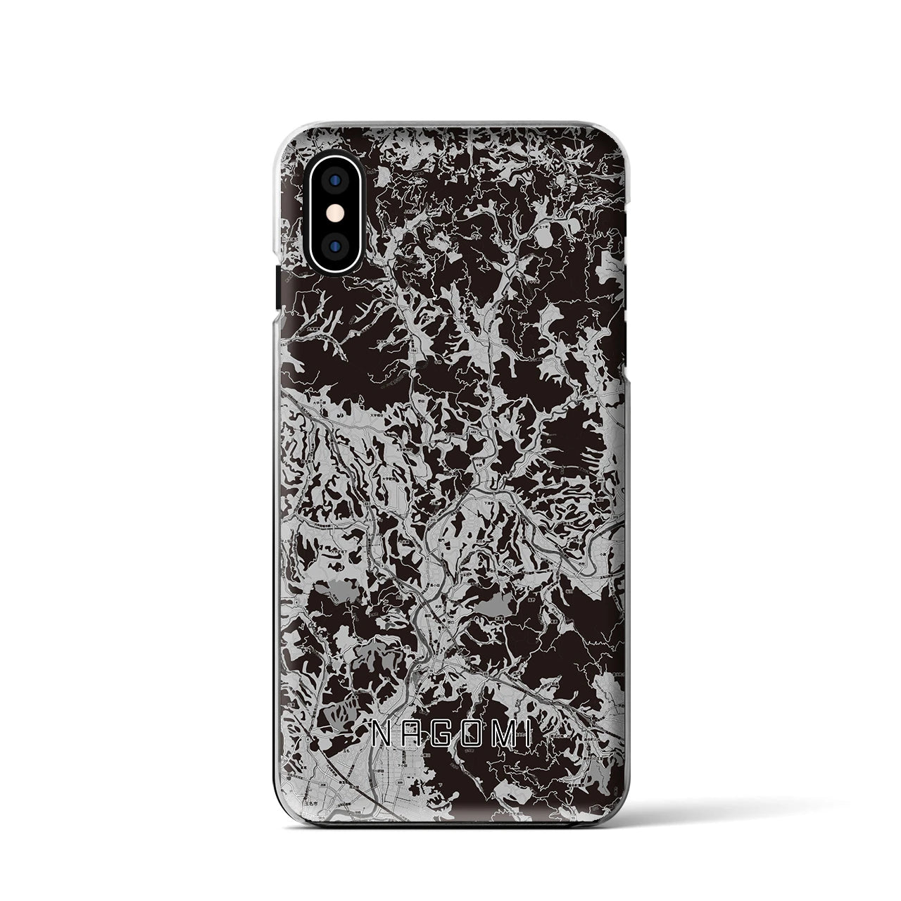 【和水(熊本県)】地図柄iPhoneケース(クリアタイプ)モノトーン・iPhone XS / X 用