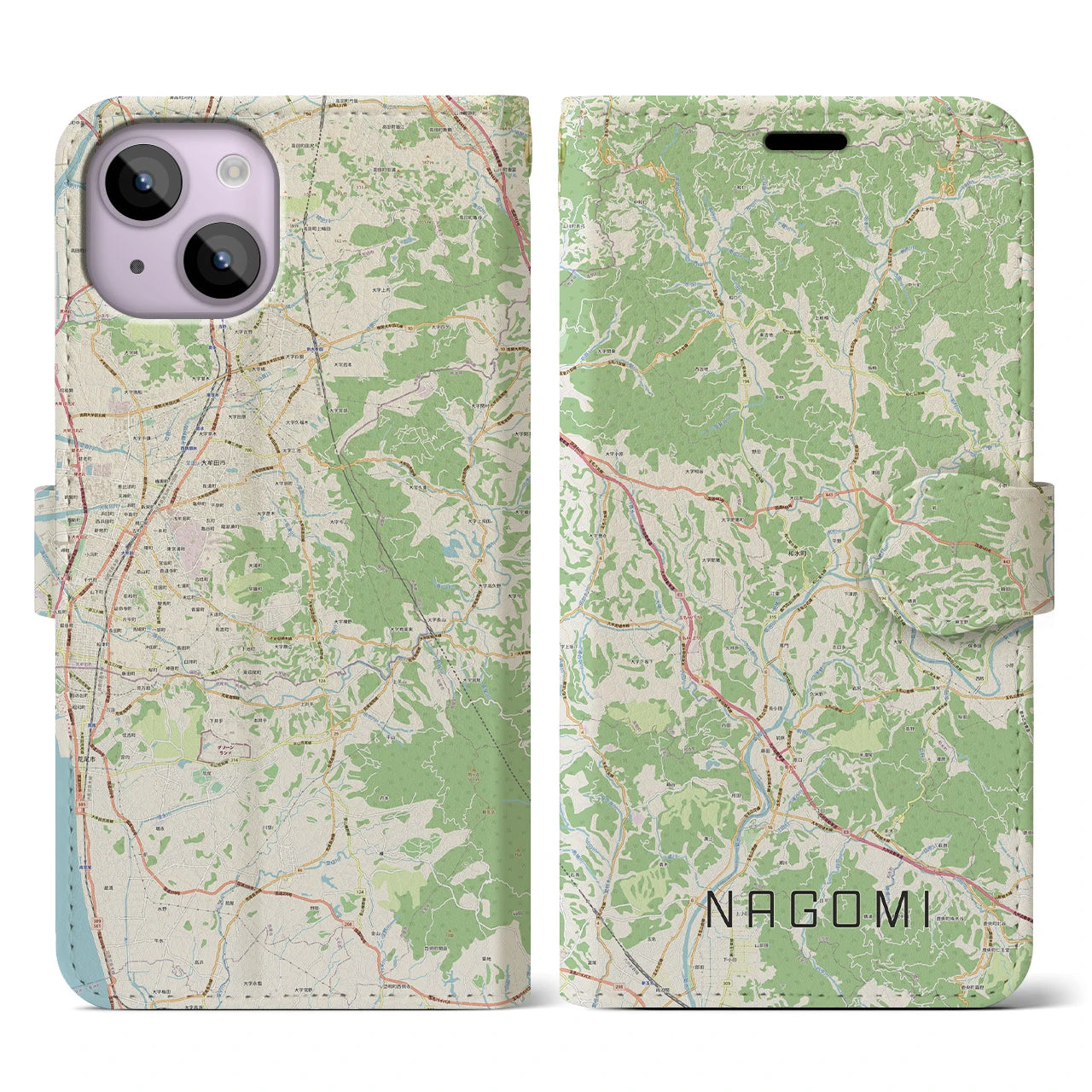 【和水(熊本県)】地図柄iPhoneケース(手帳タイプ)