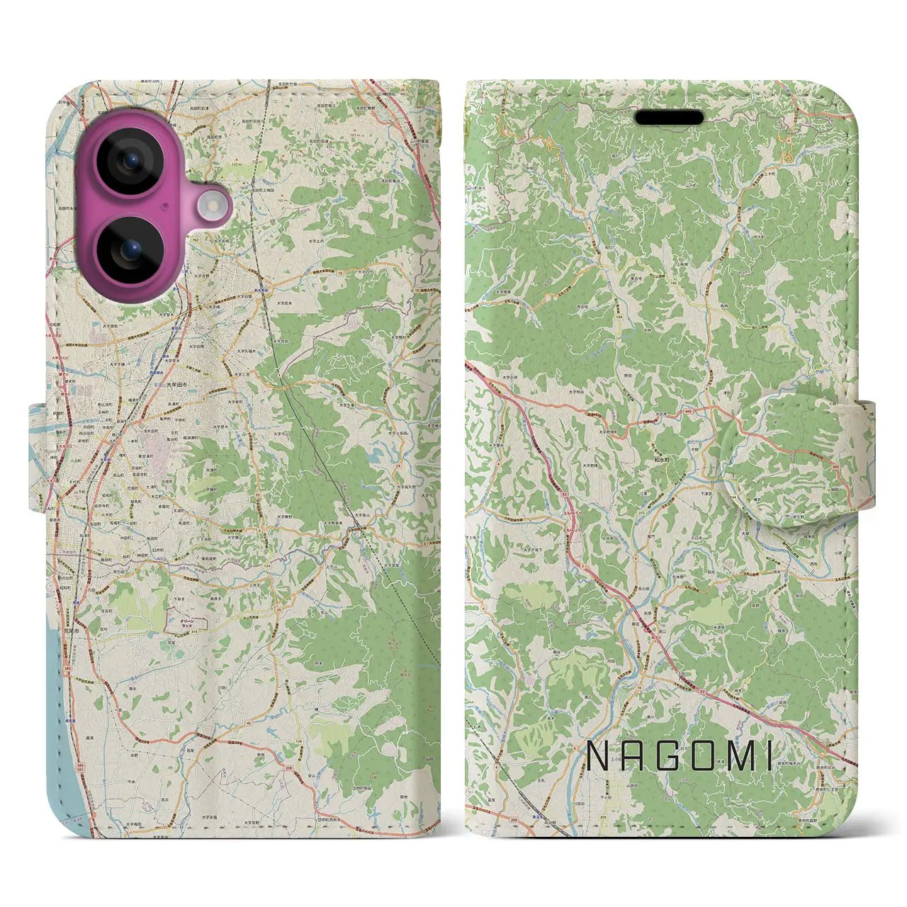 【和水(熊本県)】地図柄iPhoneケース(手帳タイプ)ナチュラル・iPhone 16 Pro 用