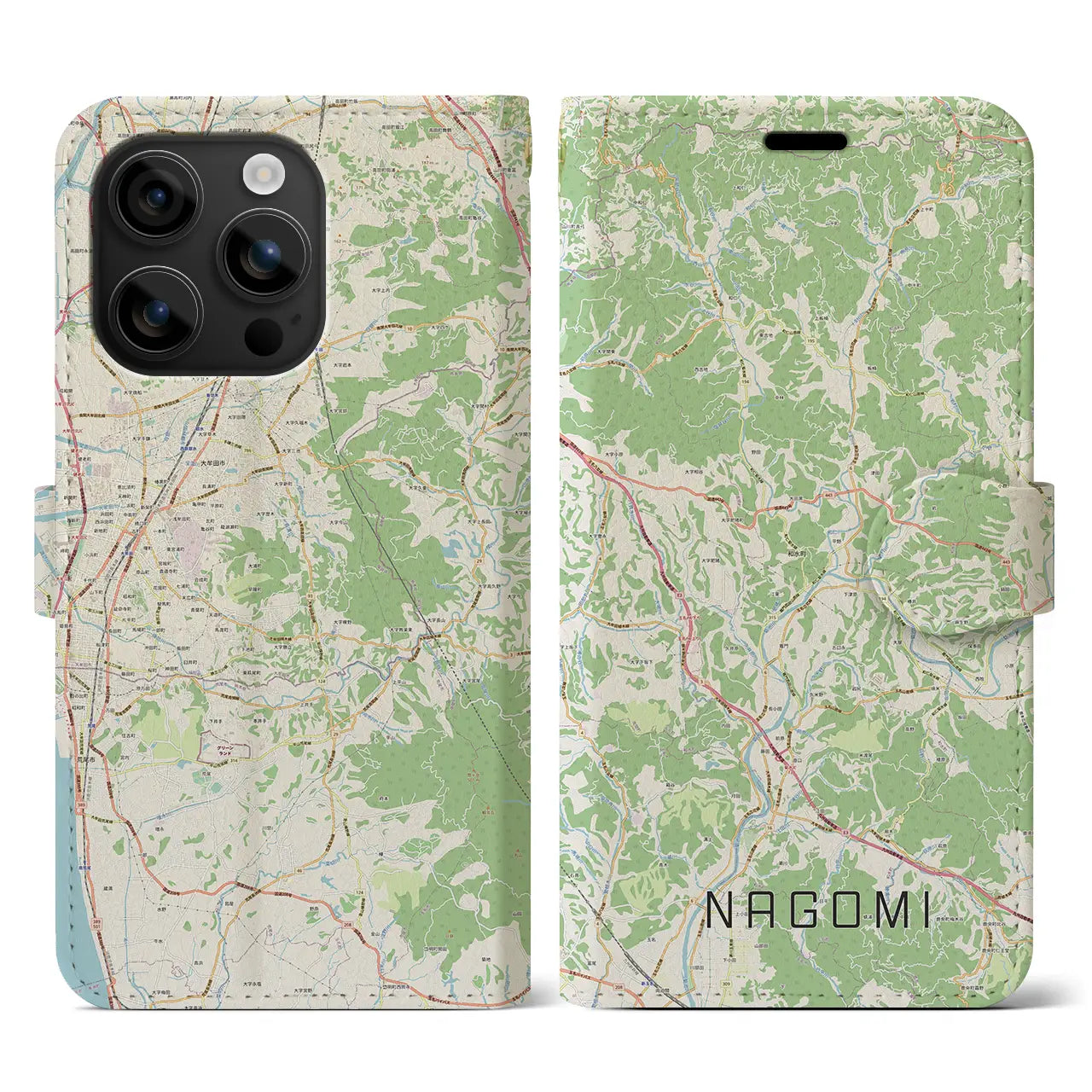 【和水(熊本県)】地図柄iPhoneケース(手帳タイプ)ナチュラル・iPhone 16 用