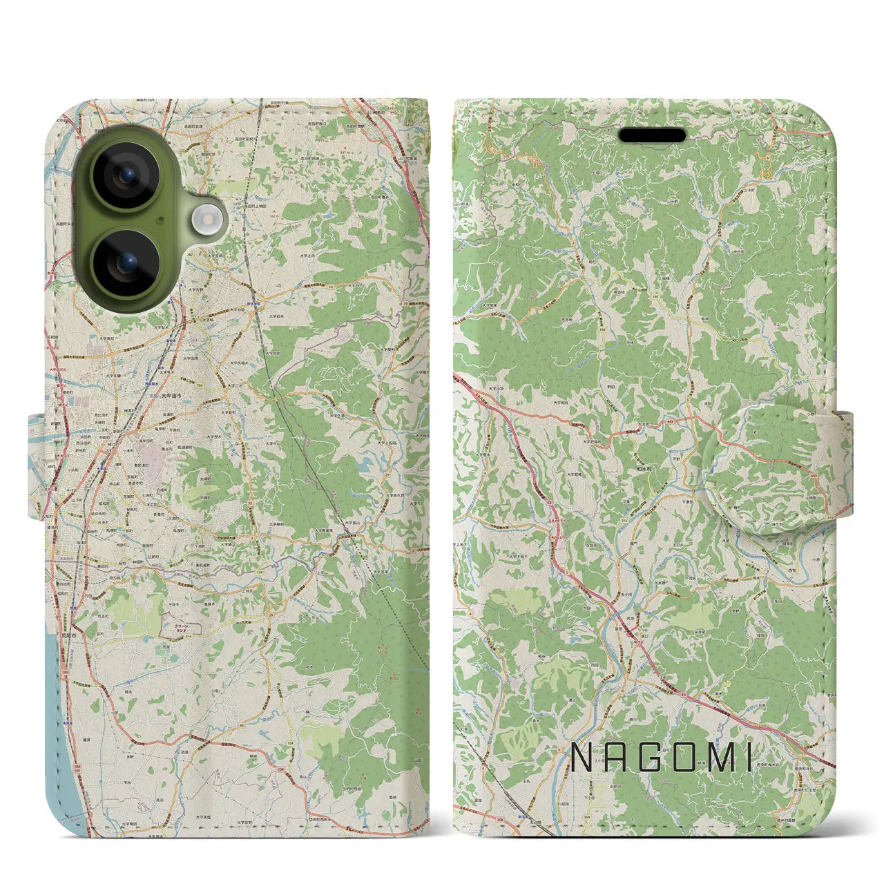 【和水(熊本県)】地図柄iPhoneケース(手帳タイプ)