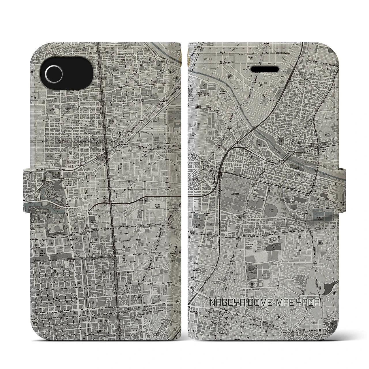 【ナゴヤドーム前矢田(愛知県)】地図柄iPhoneケース(手帳タイプ)