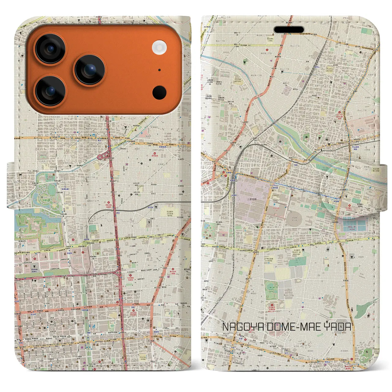 【ナゴヤドーム前矢田(愛知県)】地図柄iPhoneケース(手帳タイプ)