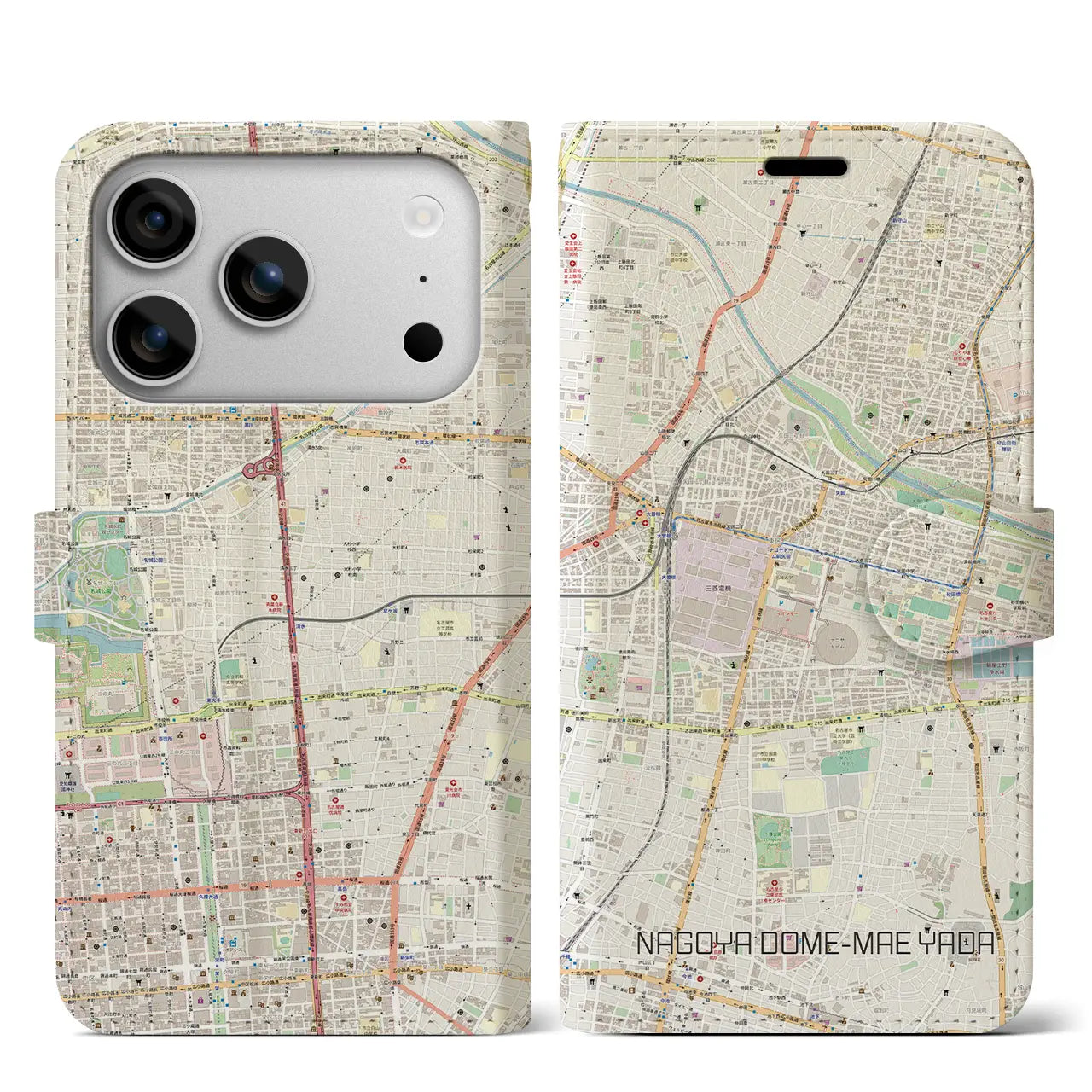 【ナゴヤドーム前矢田(愛知県)】地図柄iPhoneケース(手帳タイプ)