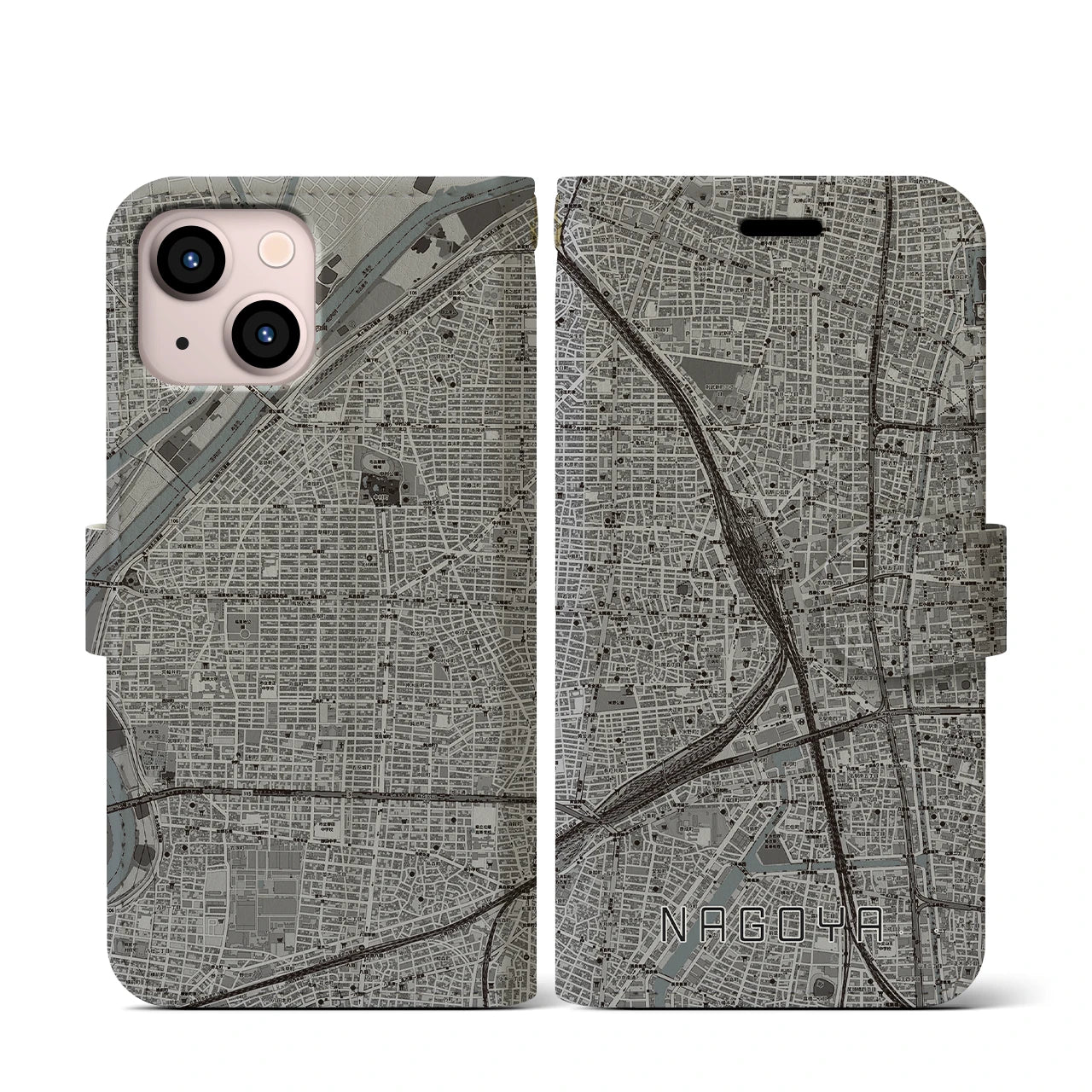 【名古屋2(愛知県)】地図柄iPhoneケース(手帳タイプ)