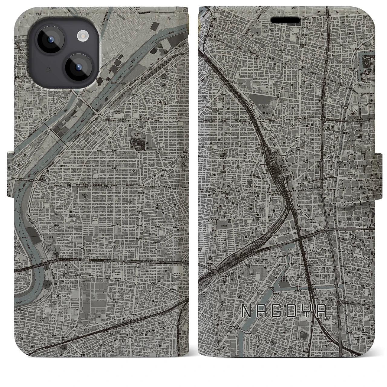 【名古屋2(愛知県)】地図柄iPhoneケース(手帳タイプ)